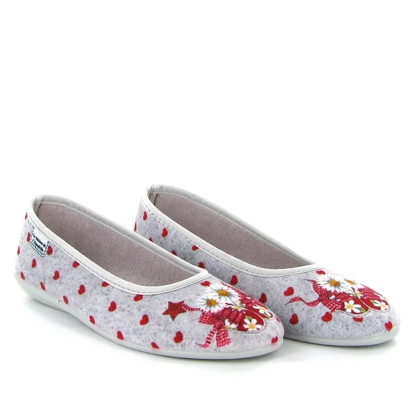 La Maison De L Espadrille Ballerines 2043 Coeurs Fleurs Gris 1 La Maison De L Espadrille Ballerines 2043 Coeurs Fleurs Gris