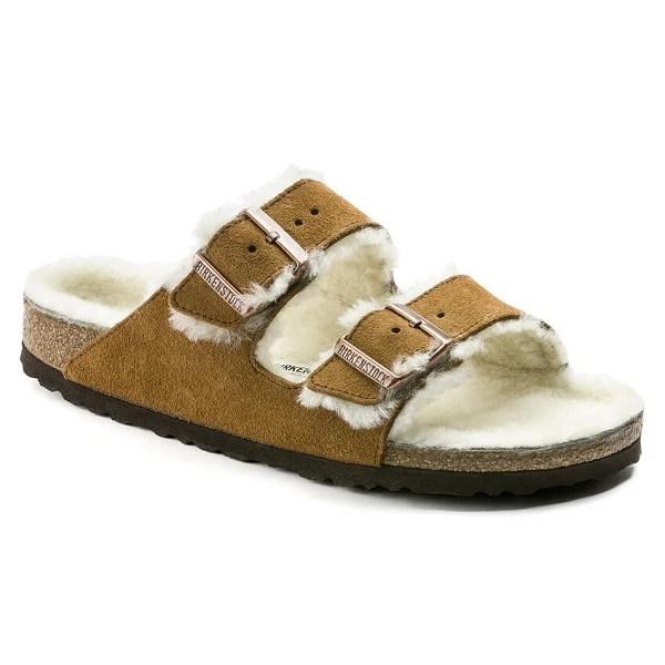 Birkenstock Mules Arizona En Fourrure D’agneau 1001128 Marron 1 Birkenstock Mules Arizona En Fourrure D’agneau 1001128 Marron
